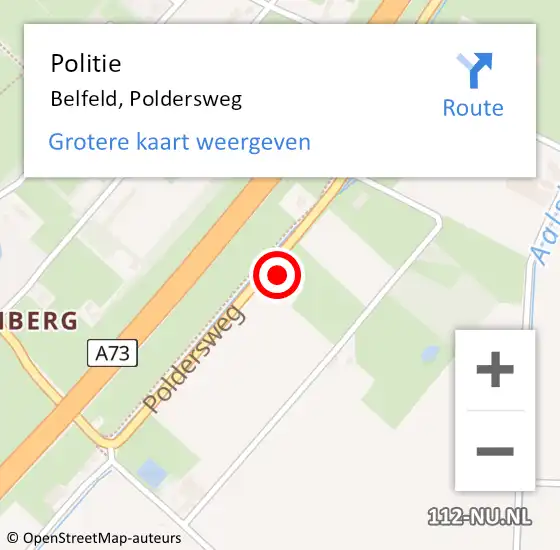 Locatie op kaart van de 112 melding: Politie Belfeld, Poldersweg op 5 december 2024 09:27