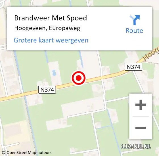 Locatie op kaart van de 112 melding: Brandweer Met Spoed Naar Hoogeveen, Europaweg op 5 december 2024 09:40