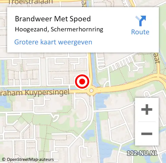 Locatie op kaart van de 112 melding: Brandweer Met Spoed Naar Hoogezand, Schermerhornring op 5 december 2024 09:44