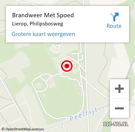 Locatie op kaart van de 112 melding: Brandweer Met Spoed Naar Lierop, Philipsbosweg op 5 december 2024 11:51