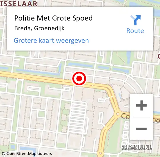 Locatie op kaart van de 112 melding: Politie Met Grote Spoed Naar Breda, Groenedijk op 5 december 2024 11:52