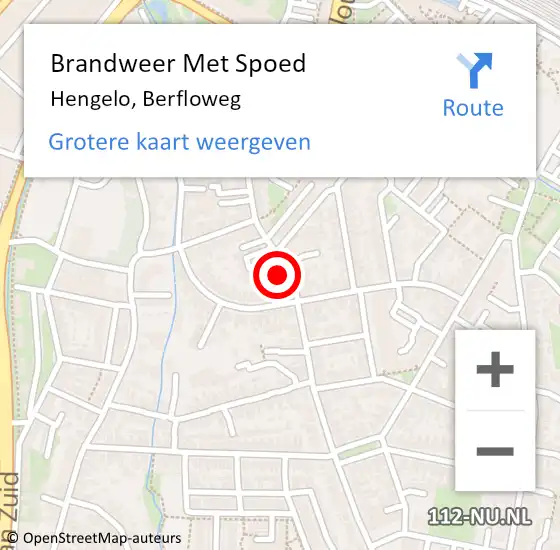 Locatie op kaart van de 112 melding: Brandweer Met Spoed Naar Hengelo, Berfloweg op 5 december 2024 11:58