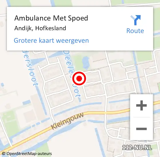 Locatie op kaart van de 112 melding: Ambulance Met Spoed Naar Andijk, Hofkesland op 5 december 2024 12:16