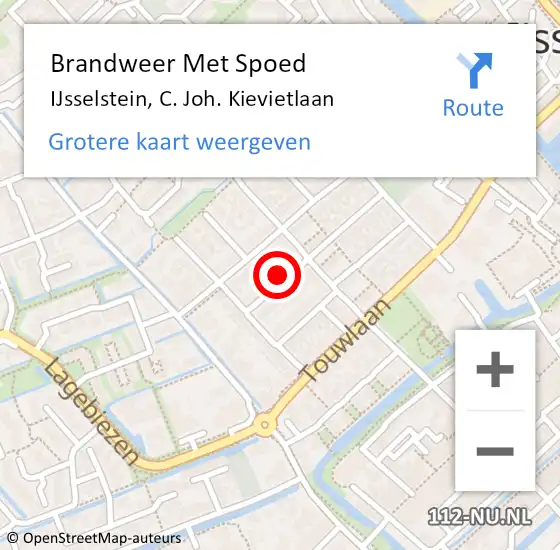 Locatie op kaart van de 112 melding: Brandweer Met Spoed Naar IJsselstein, C. Joh. Kievietlaan op 5 december 2024 13:01