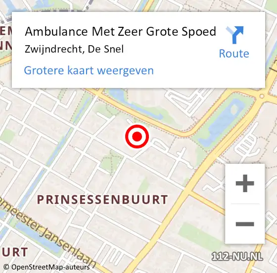 Locatie op kaart van de 112 melding: Ambulance Met Zeer Grote Spoed Naar Zwijndrecht, De Snel op 5 december 2024 13:03