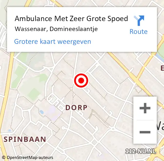 Locatie op kaart van de 112 melding: Ambulance Met Zeer Grote Spoed Naar Wassenaar, Domineeslaantje op 5 december 2024 13:05