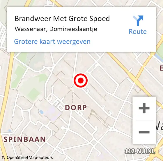 Locatie op kaart van de 112 melding: Brandweer Met Grote Spoed Naar Wassenaar, Domineeslaantje op 5 december 2024 13:05