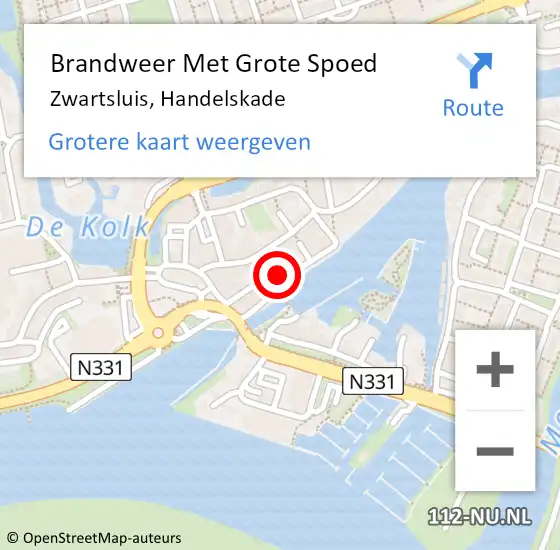 Locatie op kaart van de 112 melding: Brandweer Met Grote Spoed Naar Zwartsluis, Handelskade op 5 december 2024 13:16