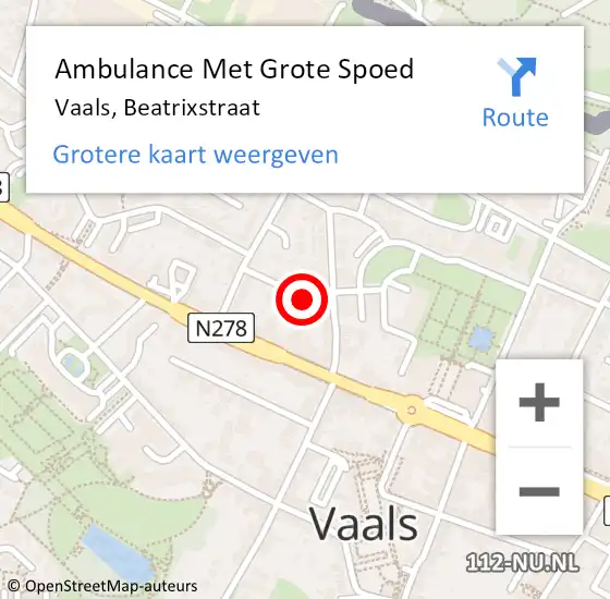 Locatie op kaart van de 112 melding: Ambulance Met Grote Spoed Naar Vaals, Beatrixstraat op 29 oktober 2014 11:23