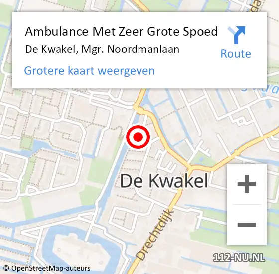 Locatie op kaart van de 112 melding: Ambulance Met Zeer Grote Spoed Naar De Kwakel, Mgr. Noordmanlaan op 5 december 2024 13:30