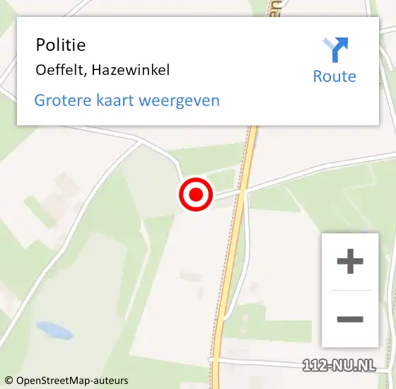 Locatie op kaart van de 112 melding: Politie Oeffelt, Hazewinkel op 5 december 2024 13:31