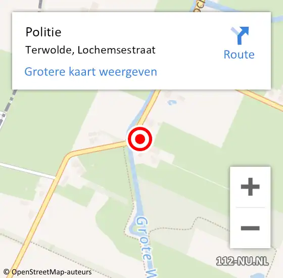 Locatie op kaart van de 112 melding: Politie Terwolde, Lochemsestraat op 5 december 2024 13:36