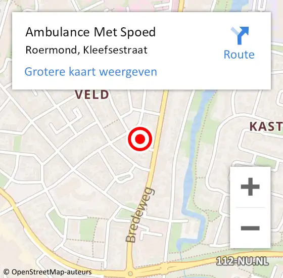 Locatie op kaart van de 112 melding: Ambulance Met Spoed Naar Roermond, Kleefsestraat op 5 december 2024 14:03