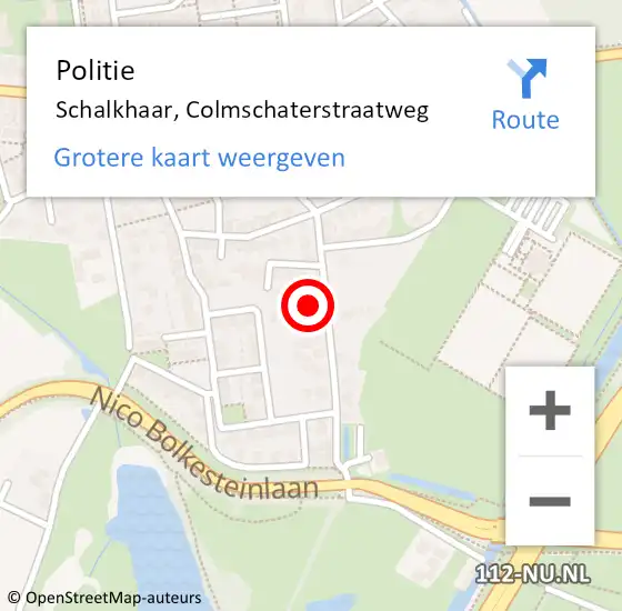 Locatie op kaart van de 112 melding: Politie Schalkhaar, Colmschaterstraatweg op 5 december 2024 14:06