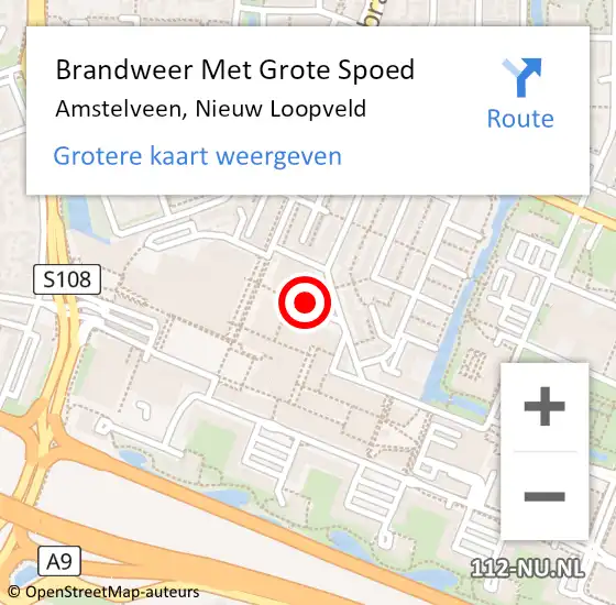 Locatie op kaart van de 112 melding: Brandweer Met Grote Spoed Naar Amstelveen, Nieuw Loopveld op 5 december 2024 14:08