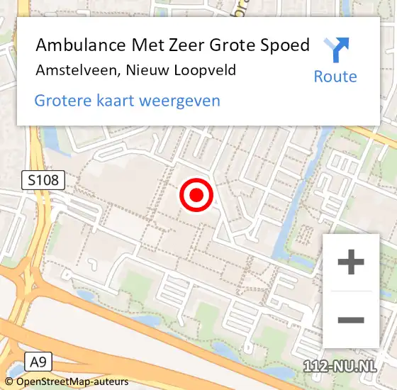 Locatie op kaart van de 112 melding: Ambulance Met Zeer Grote Spoed Naar Amstelveen, Nieuw Loopveld op 5 december 2024 14:09