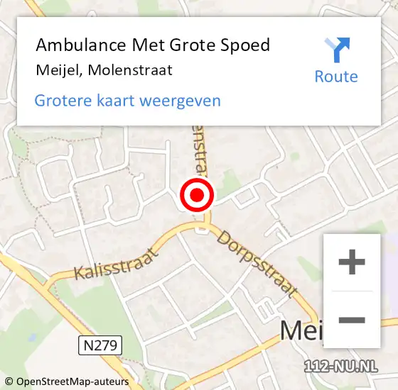 Locatie op kaart van de 112 melding: Ambulance Met Grote Spoed Naar Meijel, Molenstraat op 29 oktober 2014 11:28