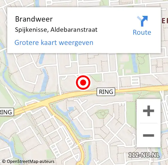 Locatie op kaart van de 112 melding: Brandweer Spijkenisse, Aldebaranstraat op 5 december 2024 14:22