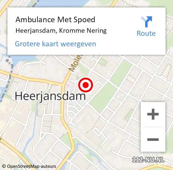 Locatie op kaart van de 112 melding: Ambulance Met Spoed Naar Heerjansdam, Kromme Nering op 5 december 2024 14:24