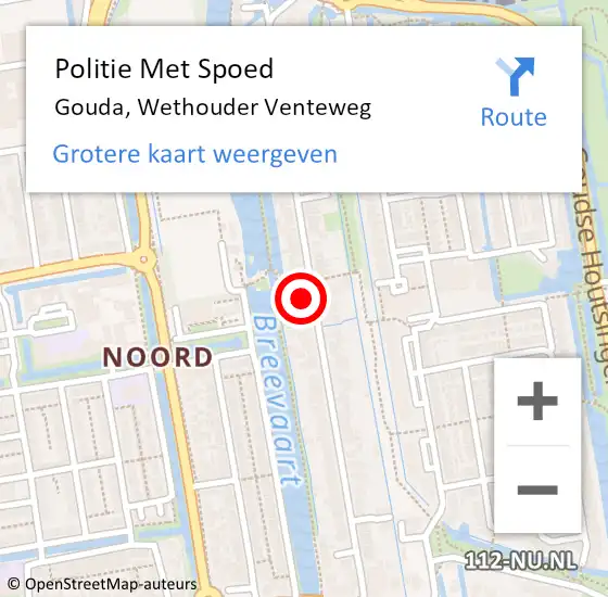 Locatie op kaart van de 112 melding: Politie Met Spoed Naar Gouda, Wethouder Venteweg op 5 december 2024 14:24