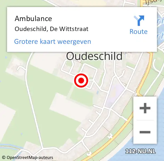 Locatie op kaart van de 112 melding: Ambulance Oudeschild, De Wittstraat op 5 december 2024 14:30