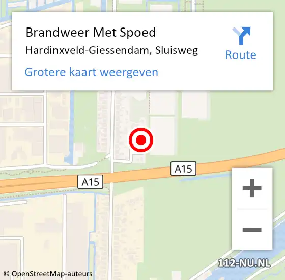 Locatie op kaart van de 112 melding: Brandweer Met Spoed Naar Hardinxveld-Giessendam, Sluisweg op 5 december 2024 14:34