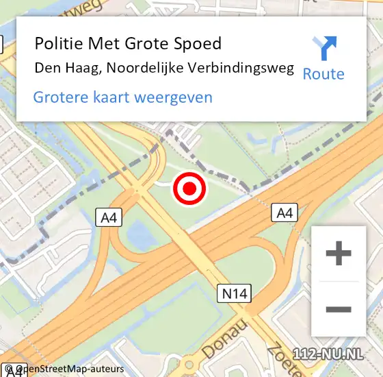 Locatie op kaart van de 112 melding: Politie Met Grote Spoed Naar Den Haag, Noordelijke Verbindingsweg op 5 december 2024 14:48