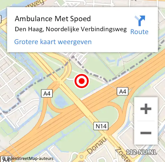 Locatie op kaart van de 112 melding: Ambulance Met Spoed Naar Den Haag, Noordelijke Verbindingsweg op 5 december 2024 14:49