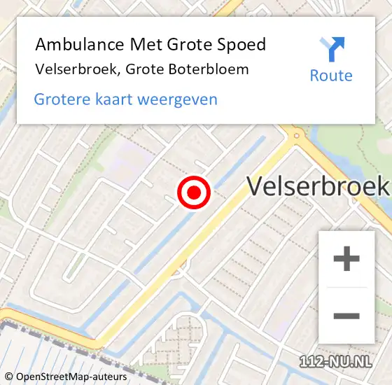 Locatie op kaart van de 112 melding: Ambulance Met Grote Spoed Naar Velserbroek, Grote Boterbloem op 5 december 2024 15:06