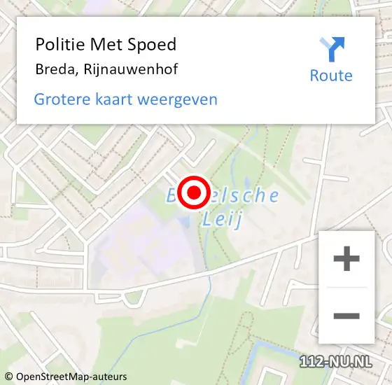 Locatie op kaart van de 112 melding: Politie Met Spoed Naar Breda, Rijnauwenhof op 5 december 2024 15:14