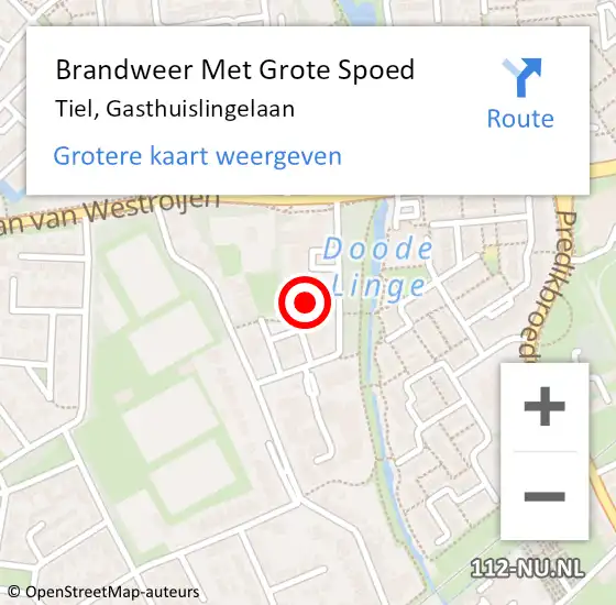 Locatie op kaart van de 112 melding: Brandweer Met Grote Spoed Naar Tiel, Gasthuislingelaan op 5 december 2024 15:17