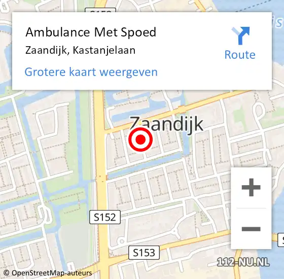 Locatie op kaart van de 112 melding: Ambulance Met Spoed Naar Zaandijk, Kastanjelaan op 5 december 2024 15:32