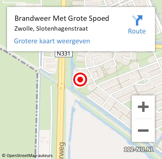 Locatie op kaart van de 112 melding: Brandweer Met Grote Spoed Naar Zwolle, Slotenhagenstraat op 5 december 2024 15:34