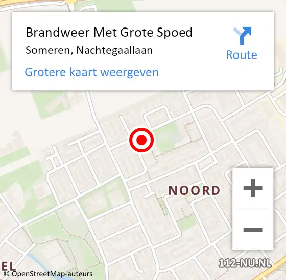 Locatie op kaart van de 112 melding: Brandweer Met Grote Spoed Naar Someren, Nachtegaallaan op 5 december 2024 15:36