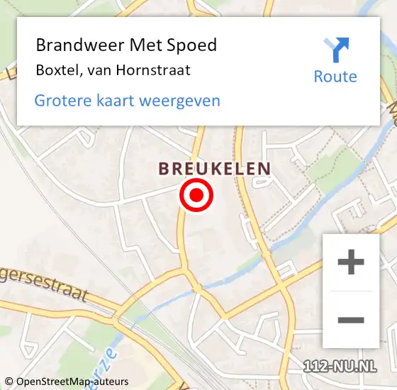 Locatie op kaart van de 112 melding: Brandweer Met Spoed Naar Boxtel, van Hornstraat op 5 december 2024 16:02