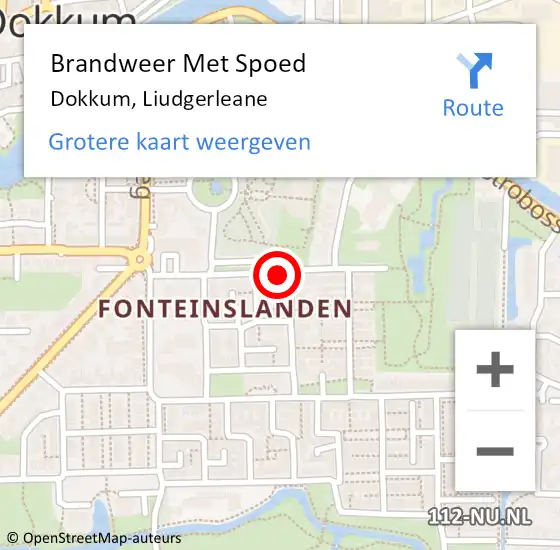 Locatie op kaart van de 112 melding: Brandweer Met Spoed Naar Dokkum, Liudgerleane op 5 december 2024 16:04