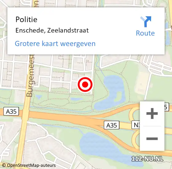 Locatie op kaart van de 112 melding: Politie Enschede, Zeelandstraat op 5 december 2024 16:09