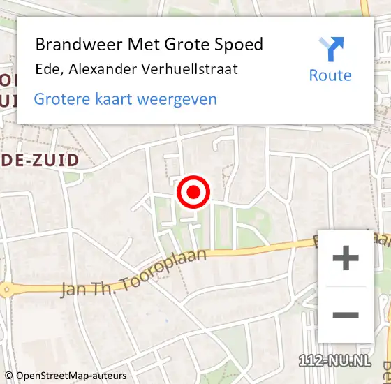 Locatie op kaart van de 112 melding: Brandweer Met Grote Spoed Naar Ede, Alexander Verhuellstraat op 5 december 2024 16:38