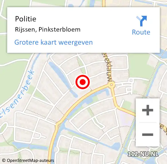 Locatie op kaart van de 112 melding: Politie Rijssen, Pinksterbloem op 5 december 2024 16:44