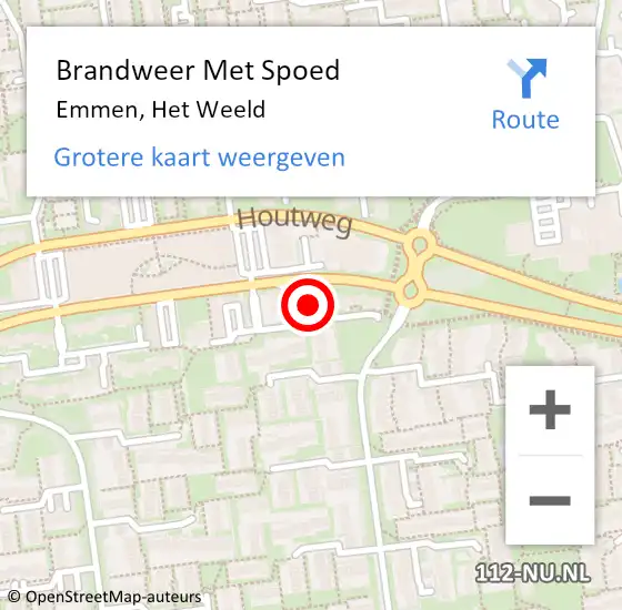 Locatie op kaart van de 112 melding: Brandweer Met Spoed Naar Emmen, Het Weeld op 5 december 2024 17:16