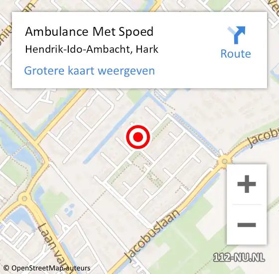 Locatie op kaart van de 112 melding: Ambulance Met Spoed Naar Hendrik-Ido-Ambacht, Hark op 5 december 2024 17:22