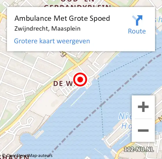 Locatie op kaart van de 112 melding: Ambulance Met Grote Spoed Naar Zwijndrecht, Maasplein op 5 december 2024 17:34