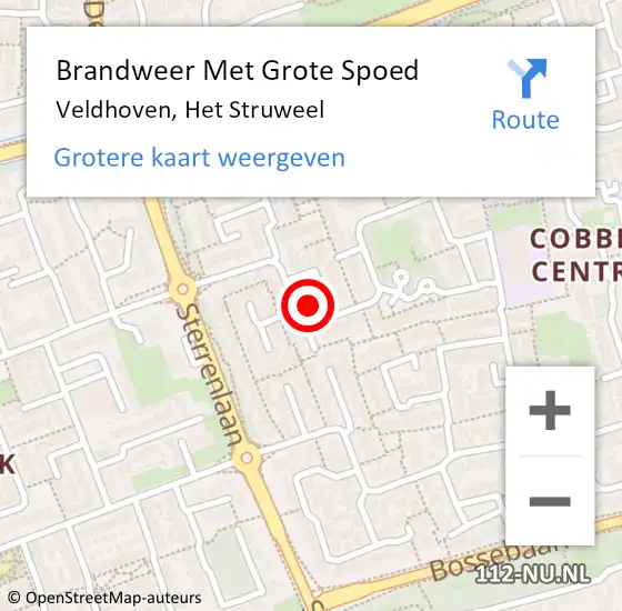 Locatie op kaart van de 112 melding: Brandweer Met Grote Spoed Naar Veldhoven, Het Struweel op 5 december 2024 17:40