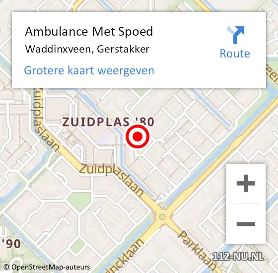 Locatie op kaart van de 112 melding: Ambulance Met Spoed Naar Waddinxveen, Gerstakker op 5 december 2024 17:42