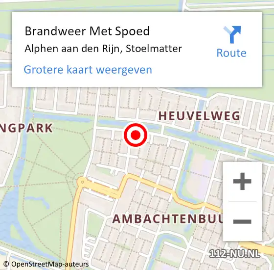 Locatie op kaart van de 112 melding: Brandweer Met Spoed Naar Alphen aan den Rijn, Stoelmatter op 5 december 2024 17:55