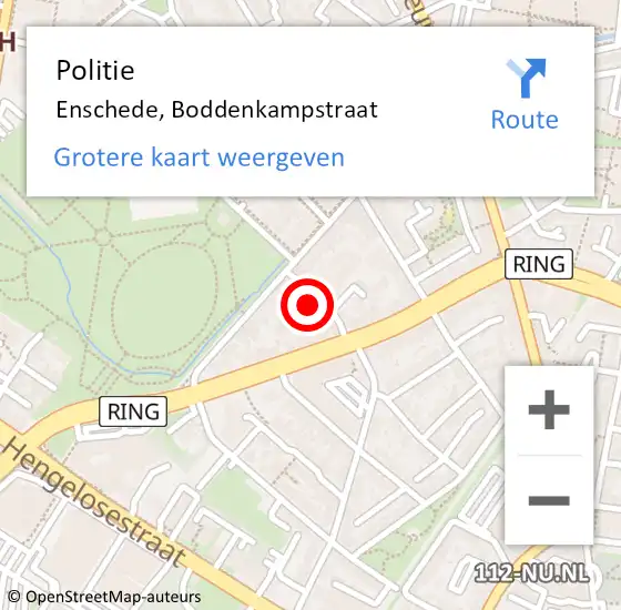 Locatie op kaart van de 112 melding: Politie Enschede, Boddenkampstraat op 5 december 2024 17:56