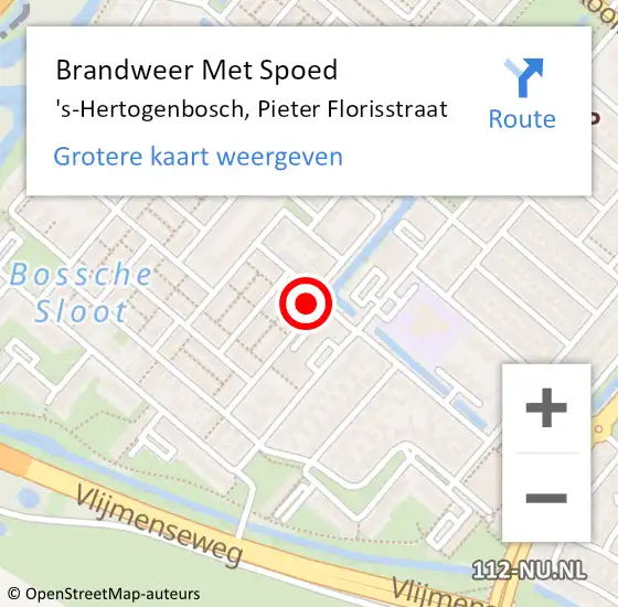 Locatie op kaart van de 112 melding: Brandweer Met Spoed Naar 's-Hertogenbosch, Pieter Florisstraat op 5 december 2024 18:11