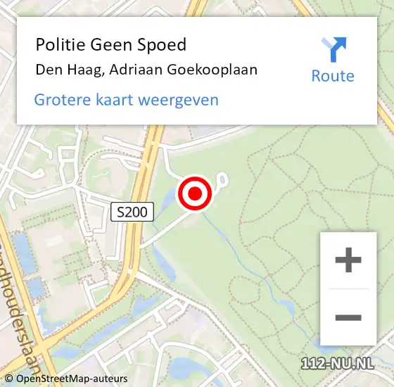 Locatie op kaart van de 112 melding: Politie Geen Spoed Naar Den Haag, Adriaan Goekooplaan op 5 december 2024 18:23