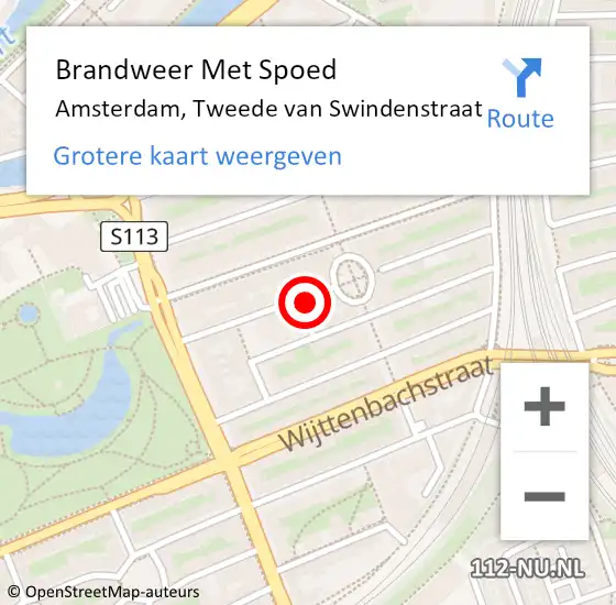 Locatie op kaart van de 112 melding: Brandweer Met Spoed Naar Amsterdam, Tweede van Swindenstraat op 5 december 2024 19:04