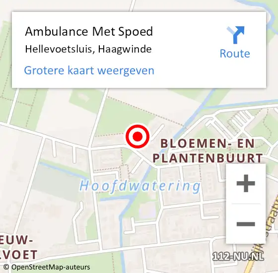 Locatie op kaart van de 112 melding: Ambulance Met Spoed Naar Hellevoetsluis, Haagwinde op 5 december 2024 19:11